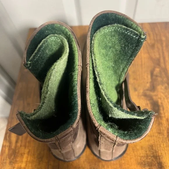 Chaco Hopi Boots Sz 10 Waterproof Leather Wool Buckle Strap Brown Green Ankle - Picture 5 of 8